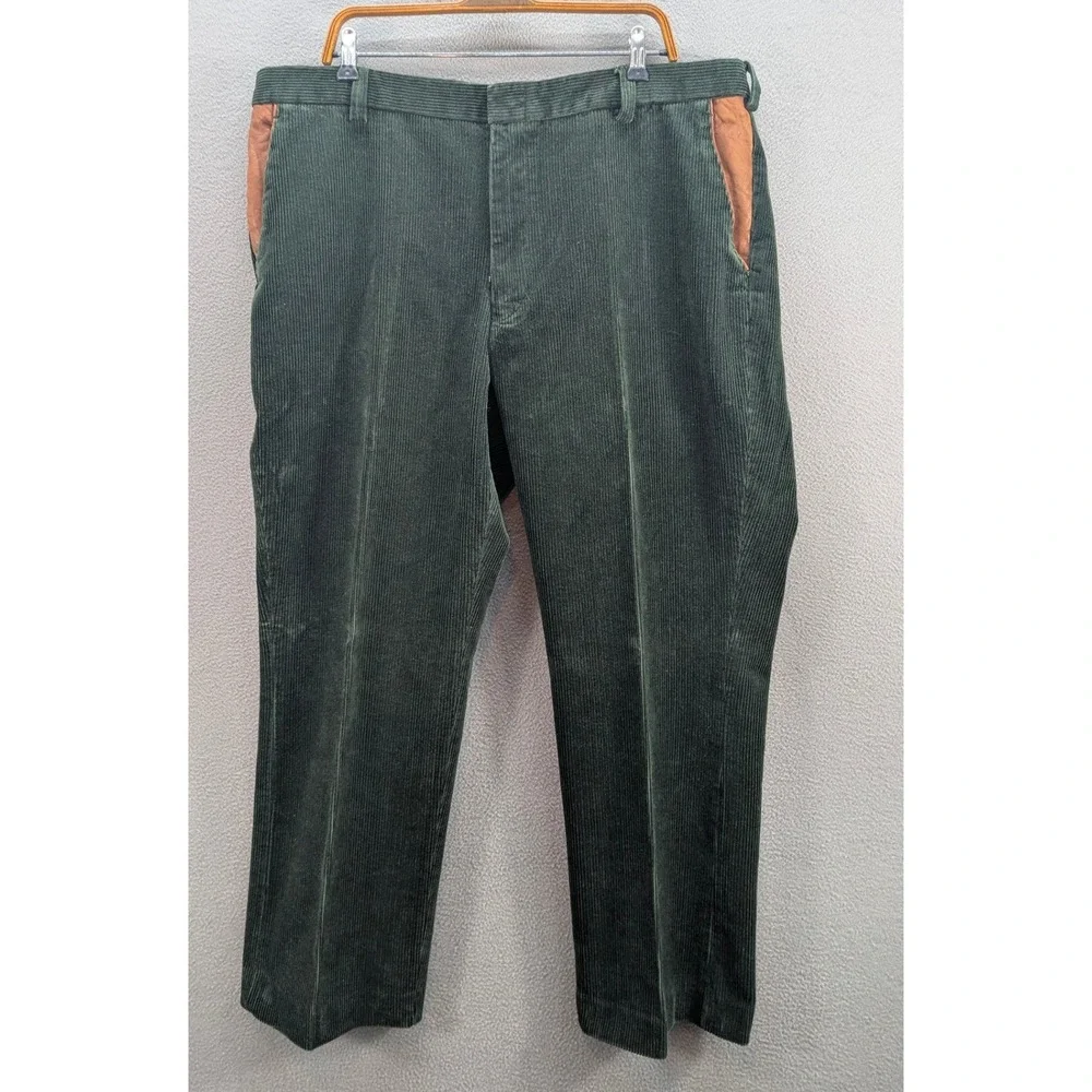 Vtg Orvis Corduroy Pants Men's Leather Trim Pockets Size 40 Straight Leg Cotton